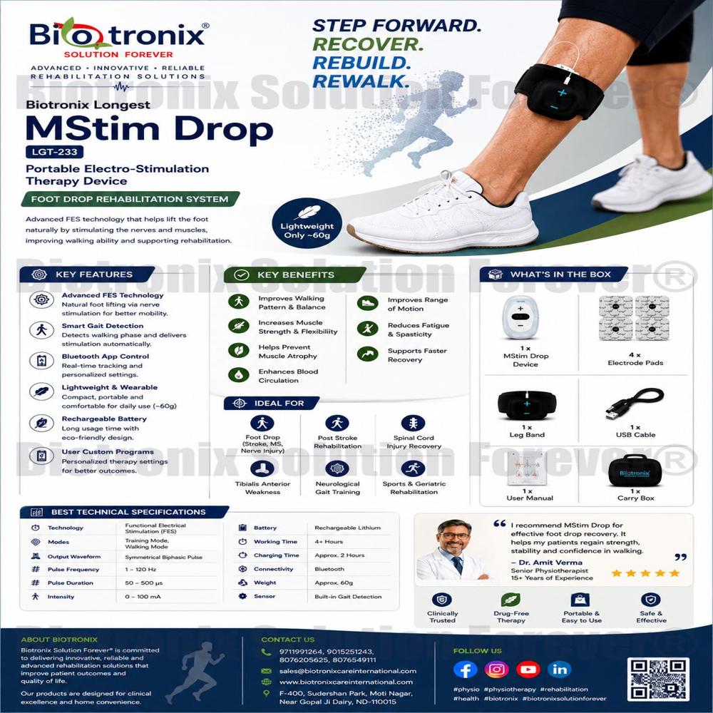 Foot Drop Physiotherapy Stimulator for Balance Recovery