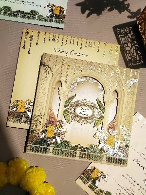 Traditional Wedding Card - Color: Yello Cream