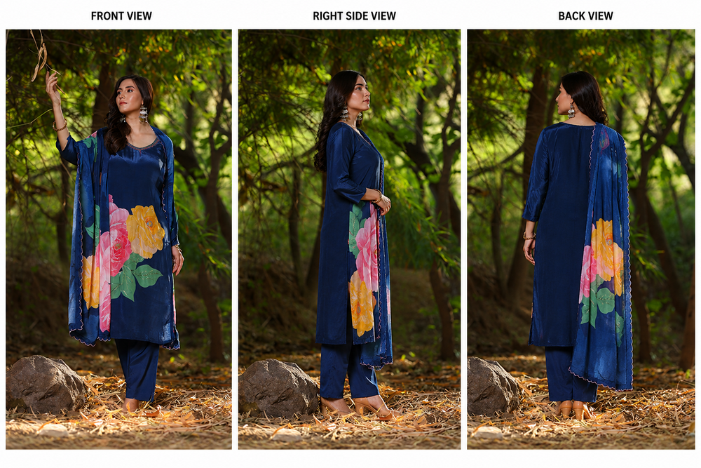 Crepe Fabric Digital Printed Unstitched Suit