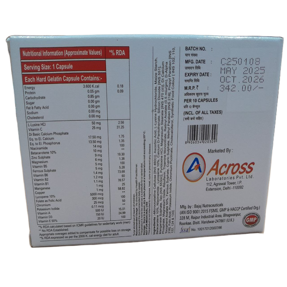 Riptide-Forte - Betacaroten, Lycopene, L-Lysine HCI, Multivitamin & Multimineral Capsules