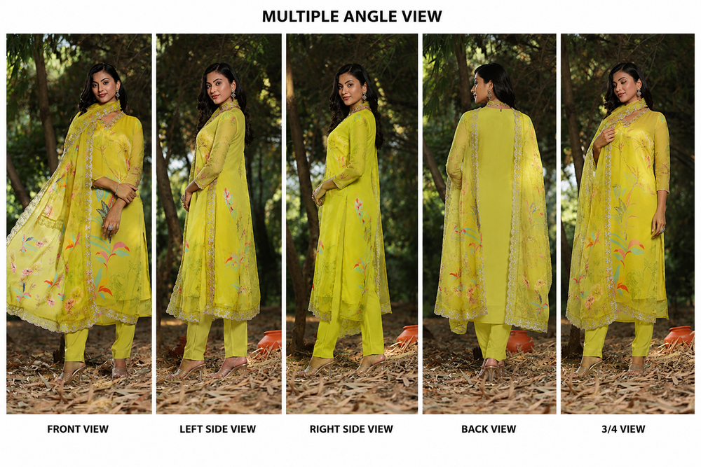 Ladies Pure Organza Printed Unstitched Suit