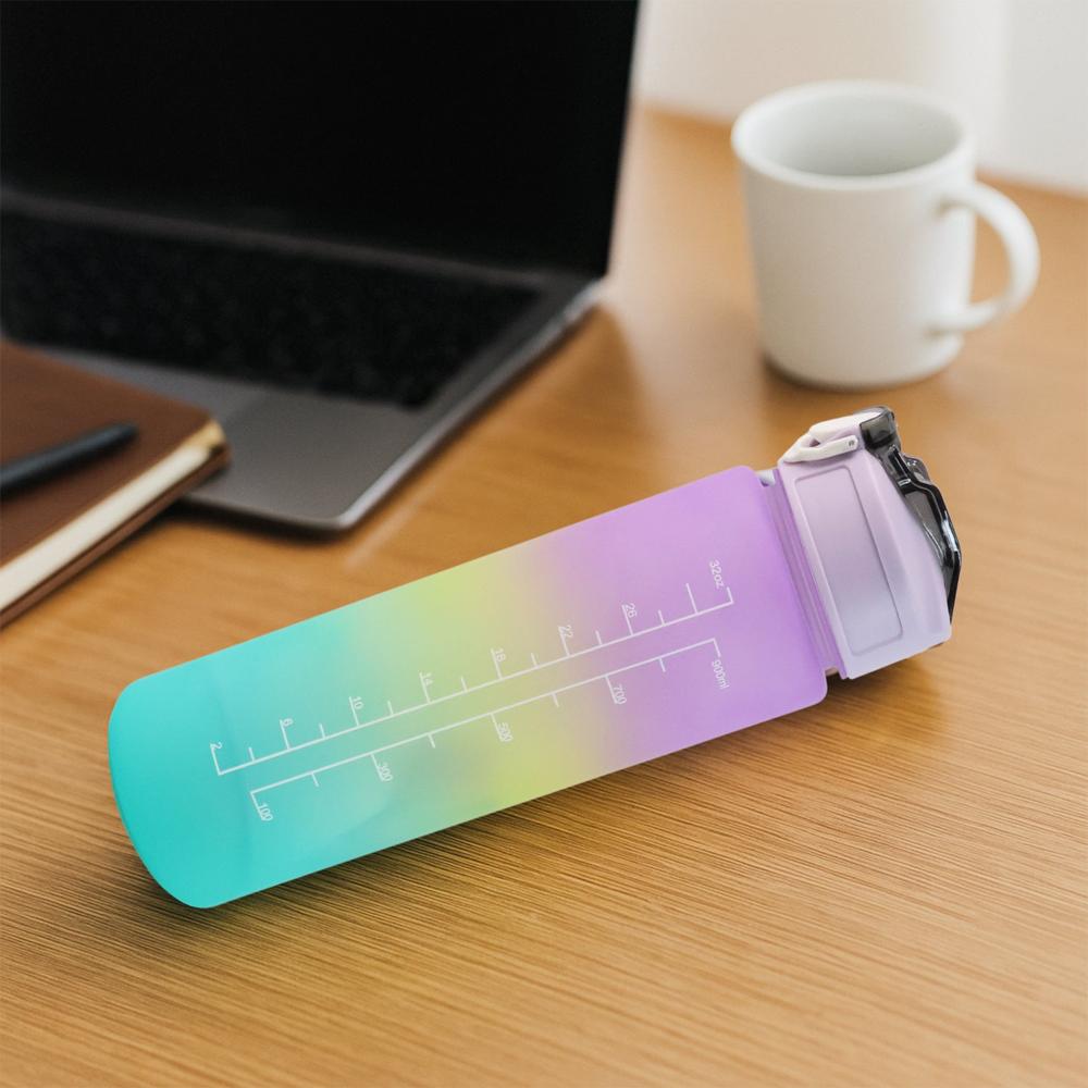 Motivational Water Bottle With Straw & Time Marker - Color: Mix