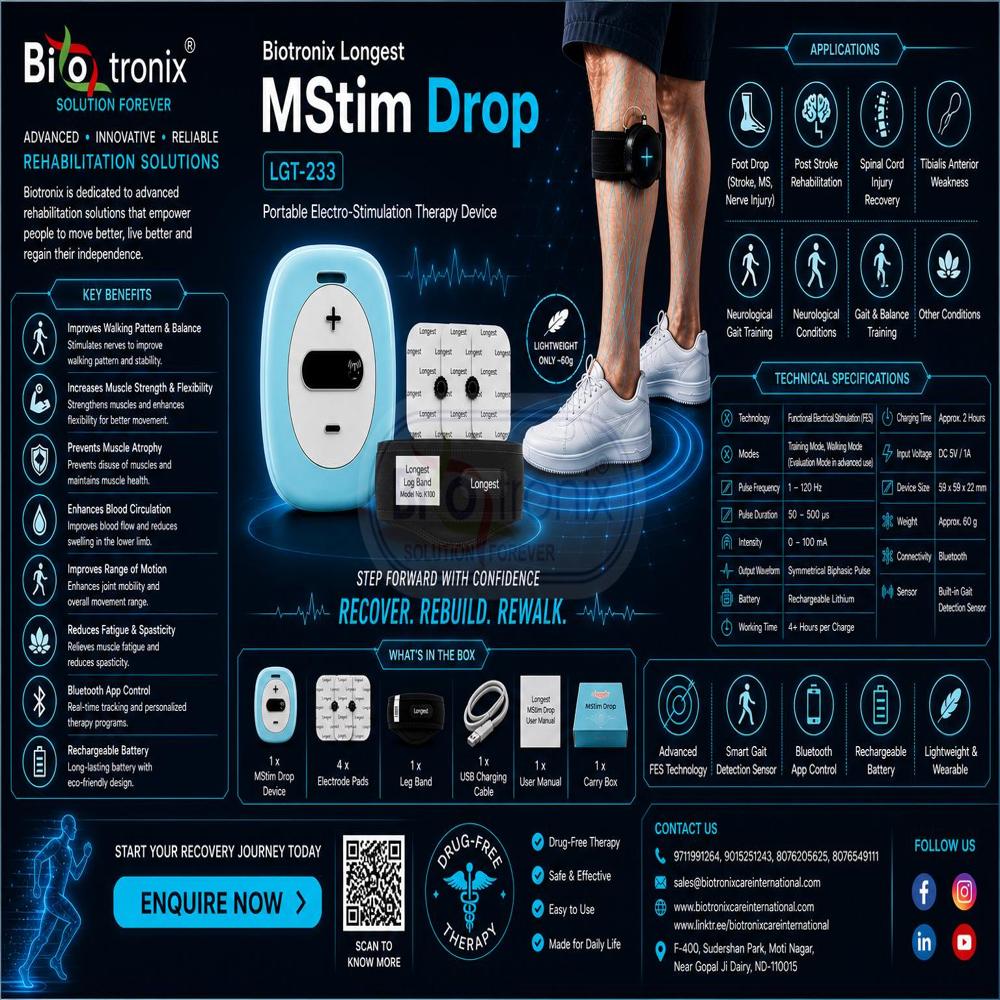 Compact Foot Drop Therapy Device for Home and Clinic Use
