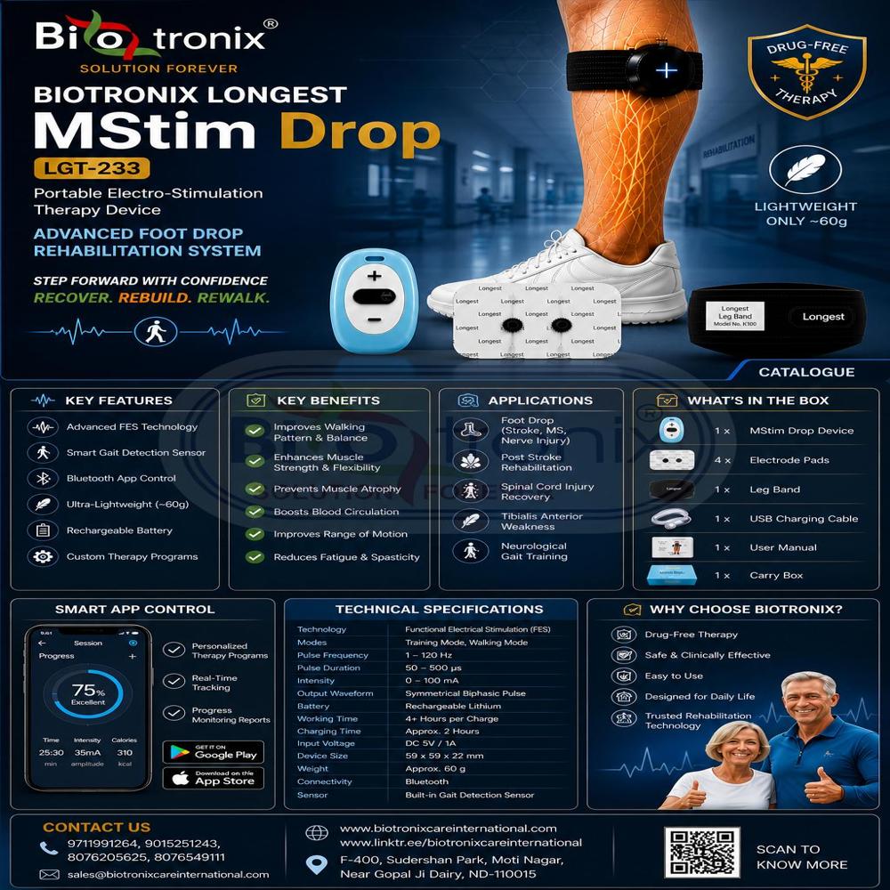 Compact Foot Drop Therapy Device for Home and Clinic Use