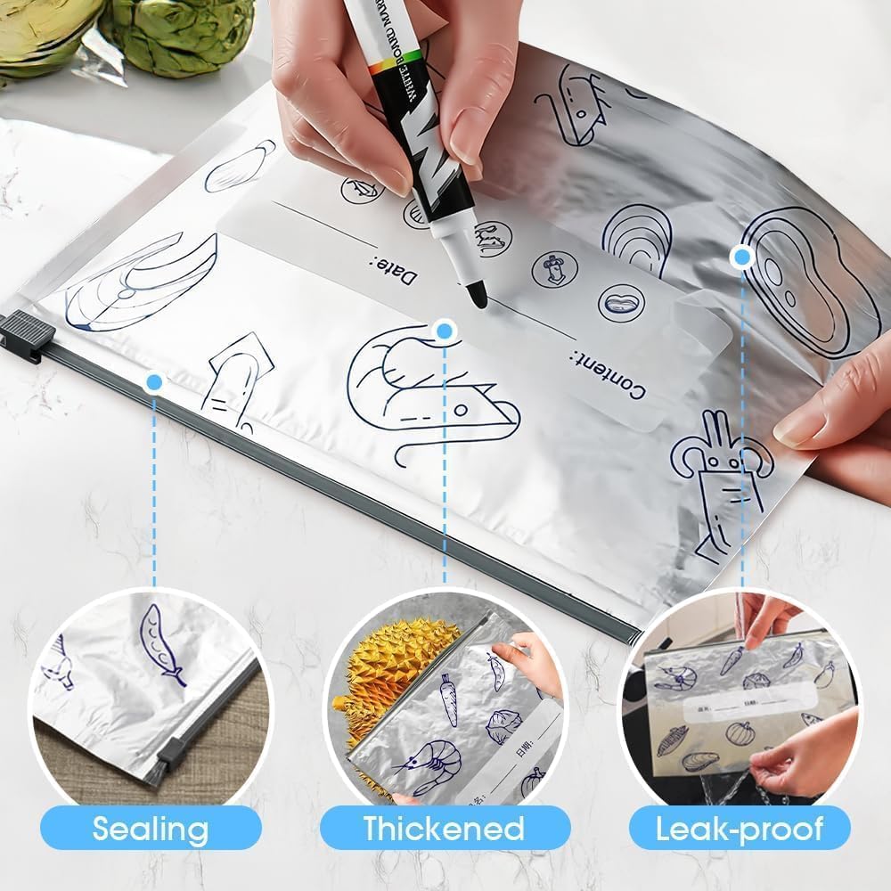 Reusable Aluminum Food Storage Bag Pack of 10