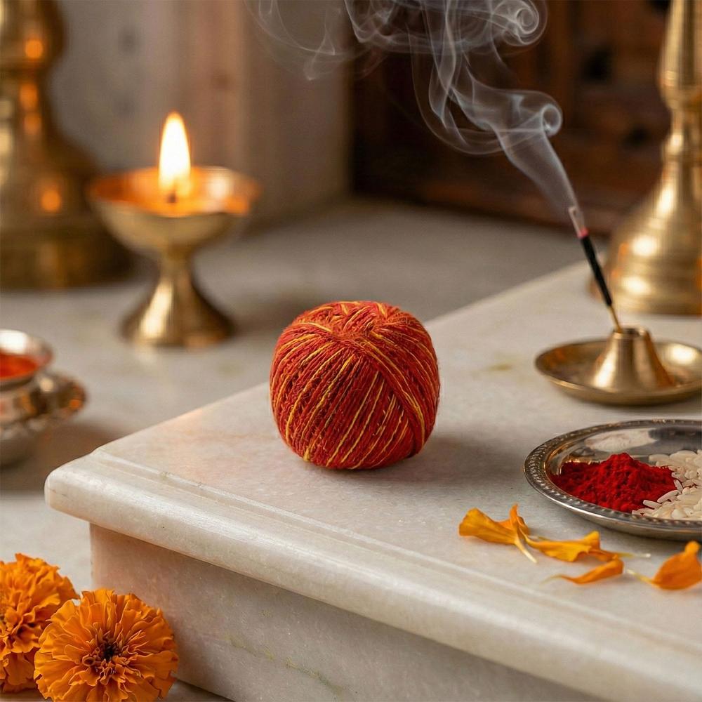 Traditional Pooja Kalawa Moli Sacred Cotton Thread Set (48 Pcs Set) - Color: Mix