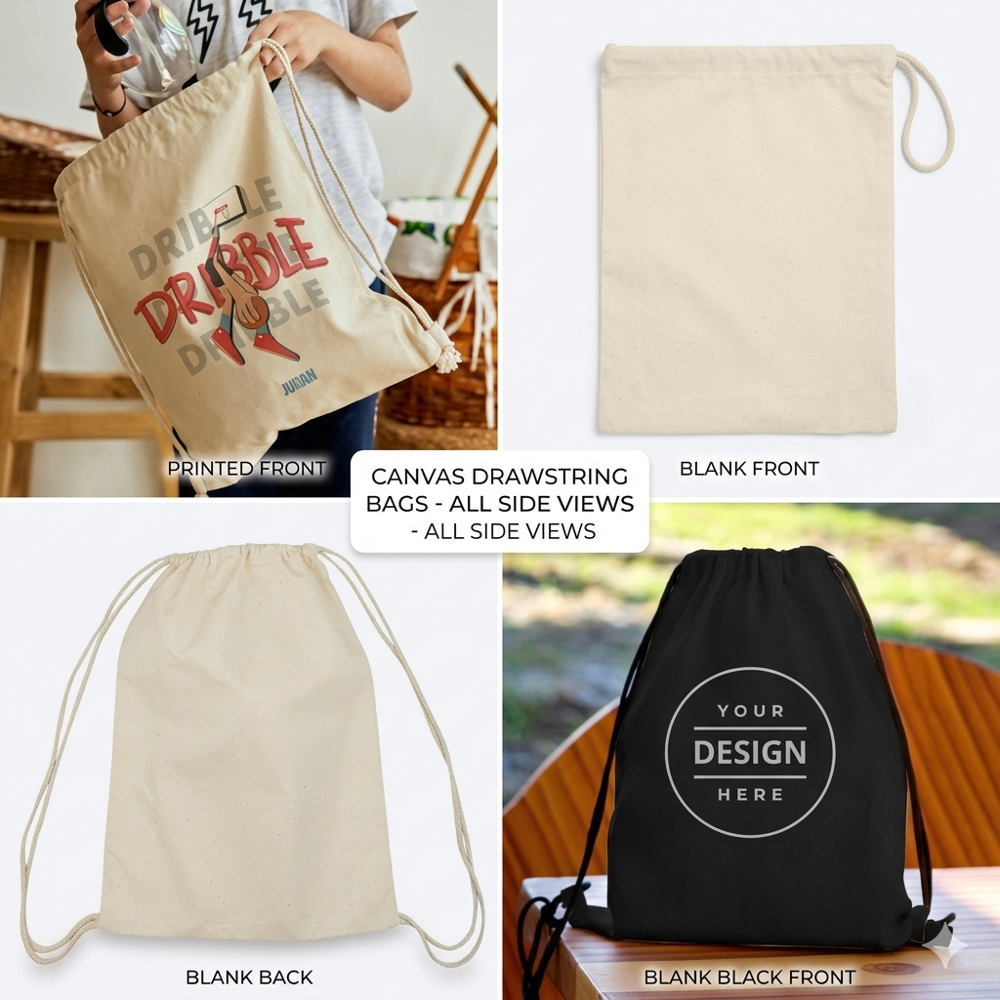 KORI DREWSTRING CANVAS BAG BLACK 350 GSM(DCB 2014 B)