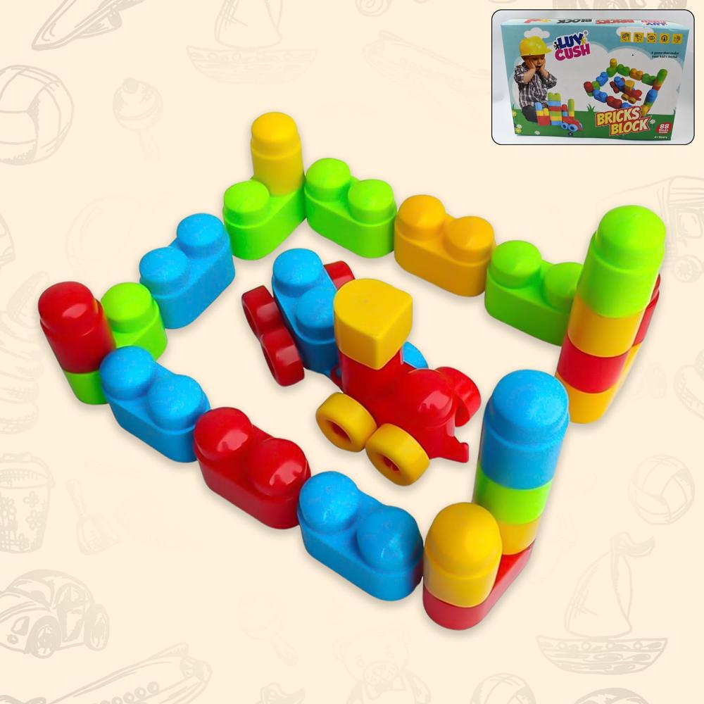 Bricks Blocks Building Toy (88 Pcs) - Non-toxic Plastic, Multicolor, Mini Size | Enhances Cognitive And Motor Skills