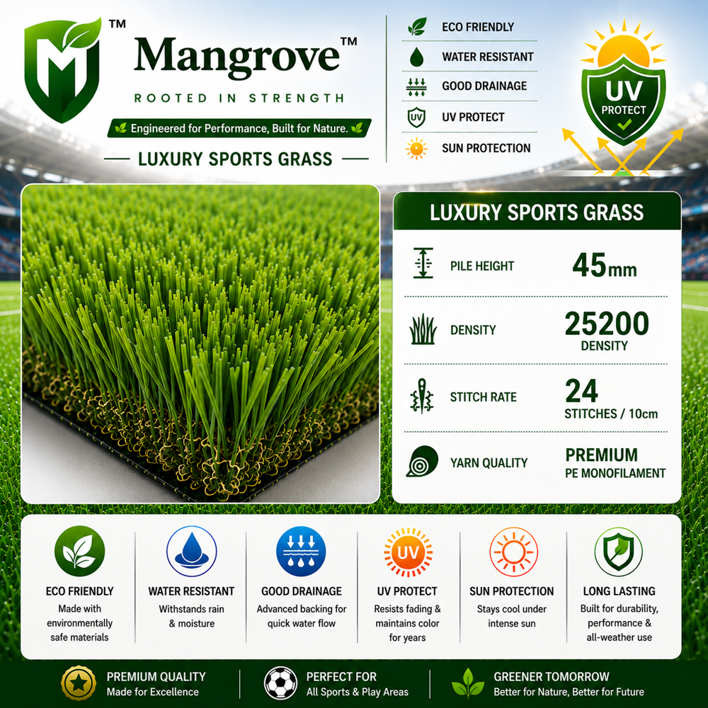 45mm luxury artificial sports grass polyethylene