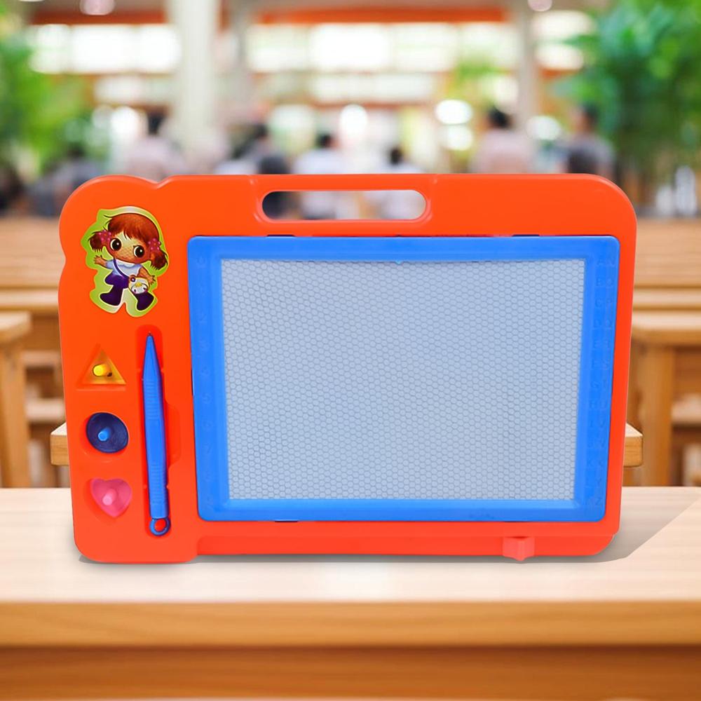 Magnetic Slate Sketch Pad For Kids - Plastic Magnetic 27x19 Cm, Multicolor | Bpa Free, Slider Eraser, Lightweight, Reusable