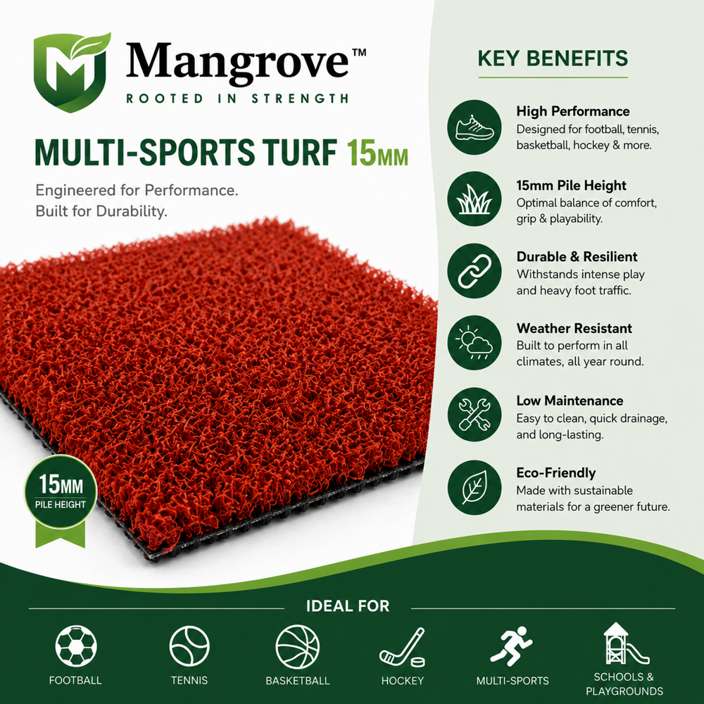 15mm Box Cricket Groud Red Turf