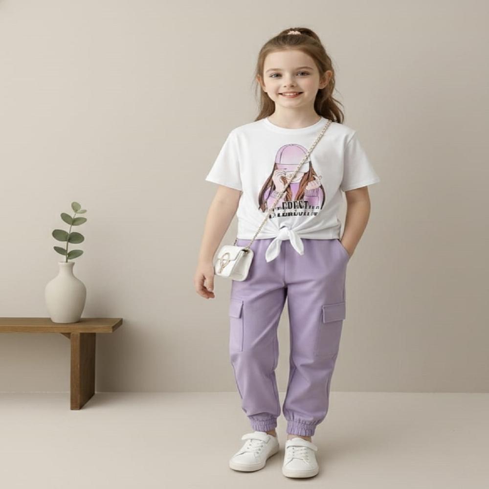 Kids Girls Half Sleeve T shirt And jogger Set
