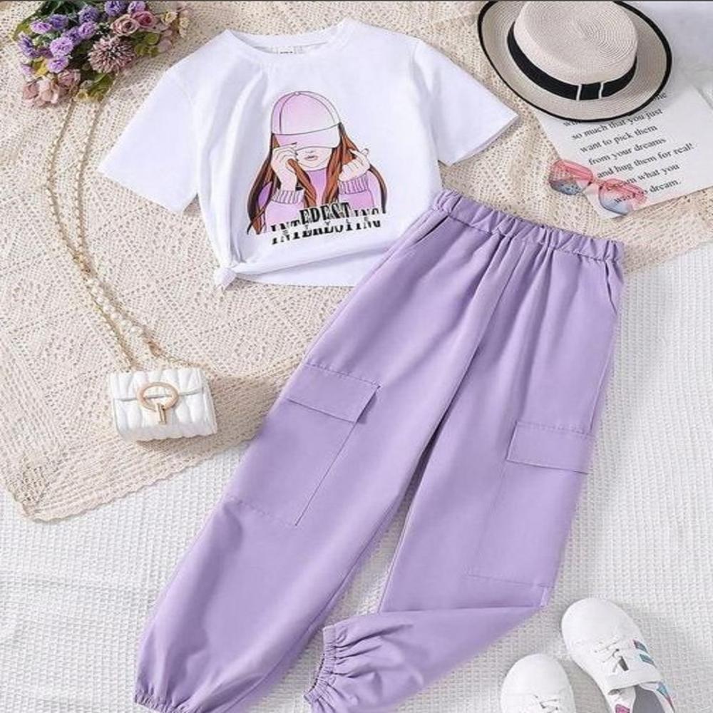 Kids Girls Half Sleeve T shirt And jogger Set