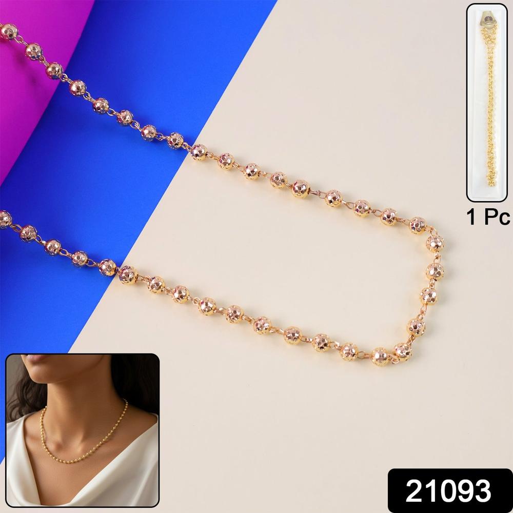 Elegant Gold-Tone Beaded Necklace Chain For Women (1 Pc) - Color: Mix
