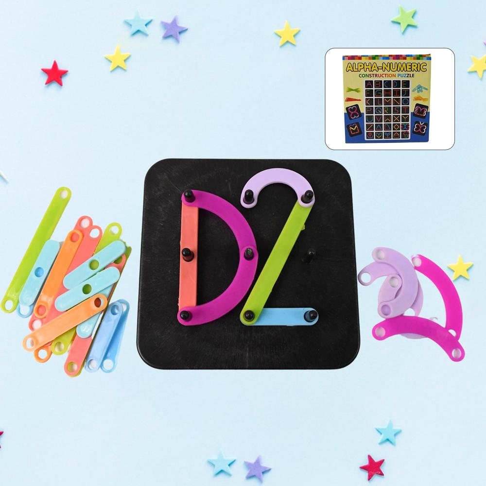 Alpha Numeric Puzzle - Alphabet Construction Puzzle - Color: Mix