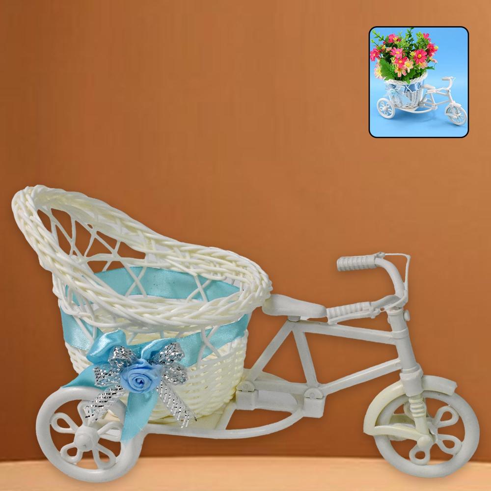 Plastic Cycle Flower Vases For Home Decor; Bicycle Flower Pot Stand - Color: Mix