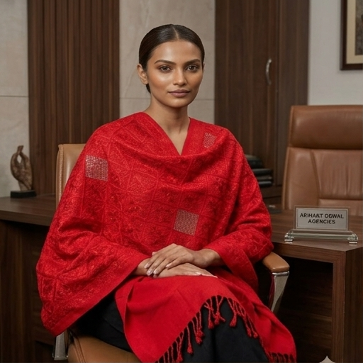 Embroidery Stoll - Chiffon, 70x200 Cm, Multicolor | Machine-embroidered Floral, Hemmed Edges, Lightweight Woven Stole