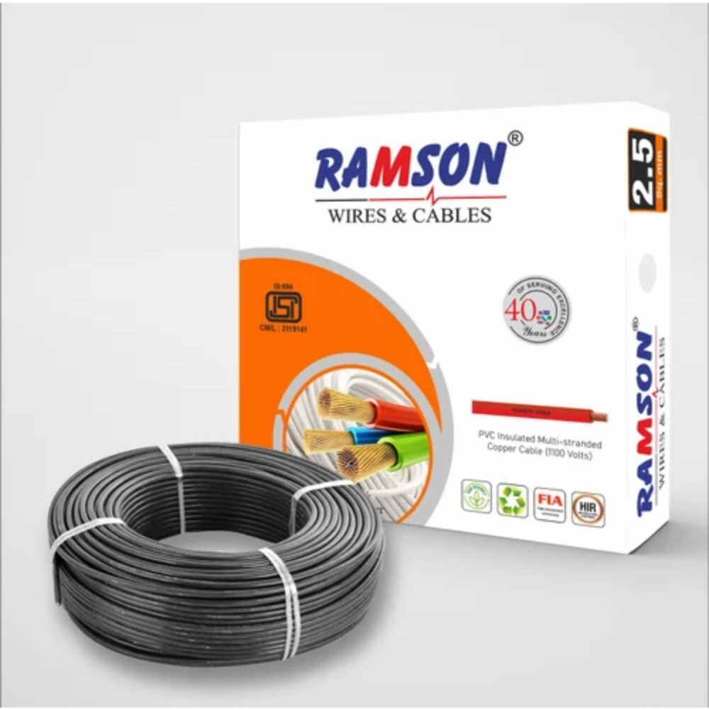 2.5 Sqmm Multistrand Single Core Copper Cable - Pvc Insulation, Black Color, Commercial Usage | Copper Conductor For Enhanced Conductivity