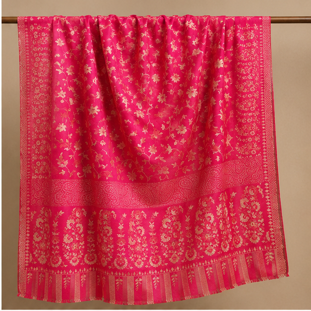 Woolen Kani Shawl With Zari