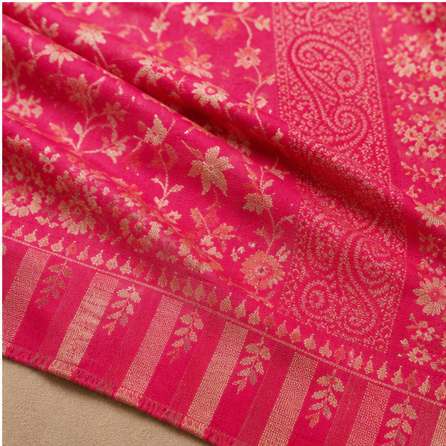 Woolen Kani Shawl With Zari