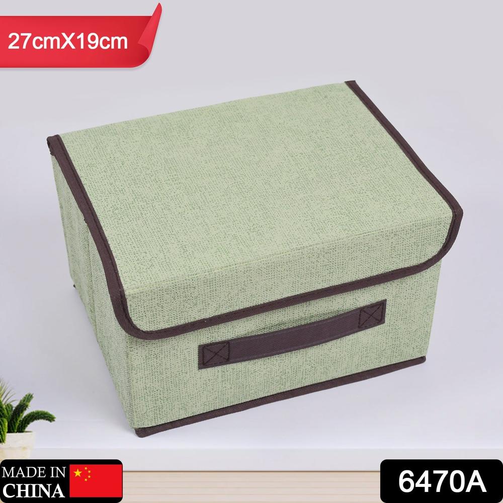 Foldable Cotton Linen Storage Box Multi-Room Organizer With Lid & Handles - Color: Mix