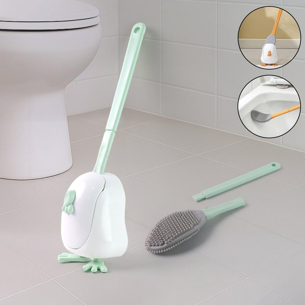 Flexible Silicone Toilet Cleaning Brush Set - Color: Mix