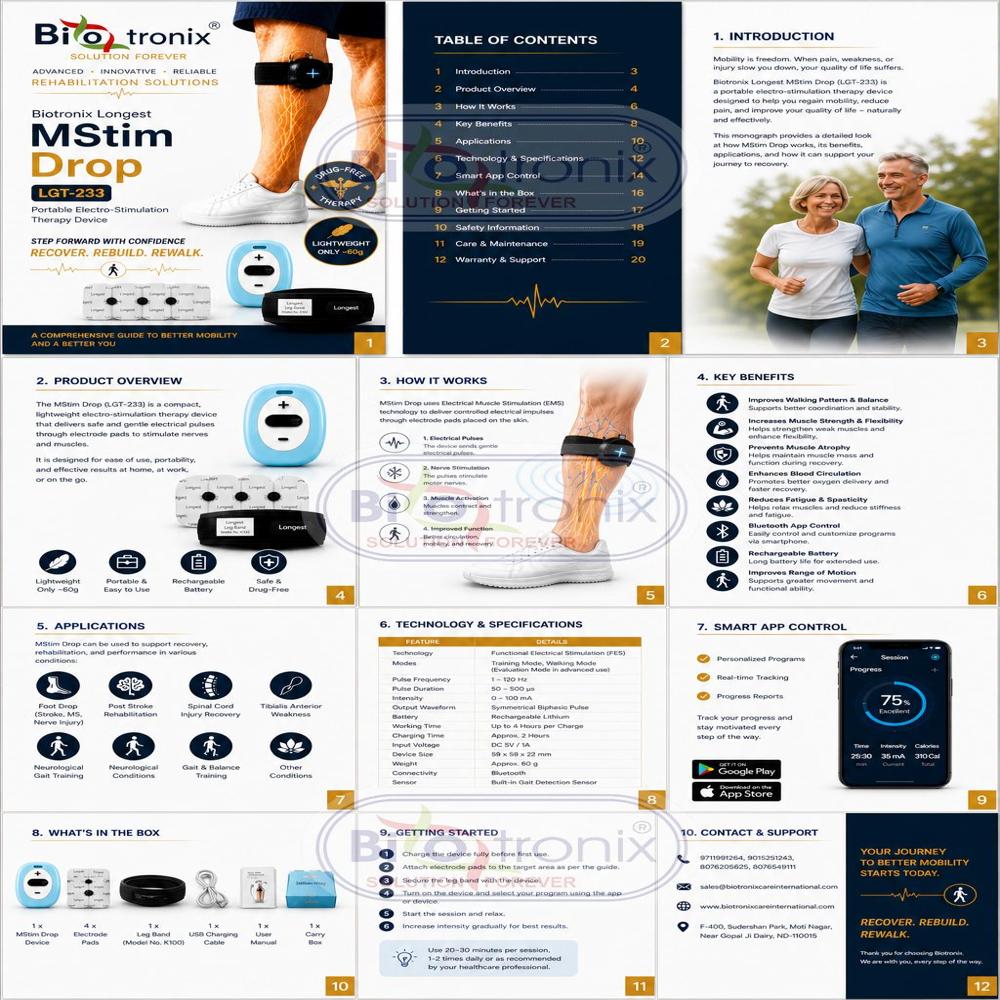 Foot Drop Electro Stimulation Therapy Machine Rechargeable Model