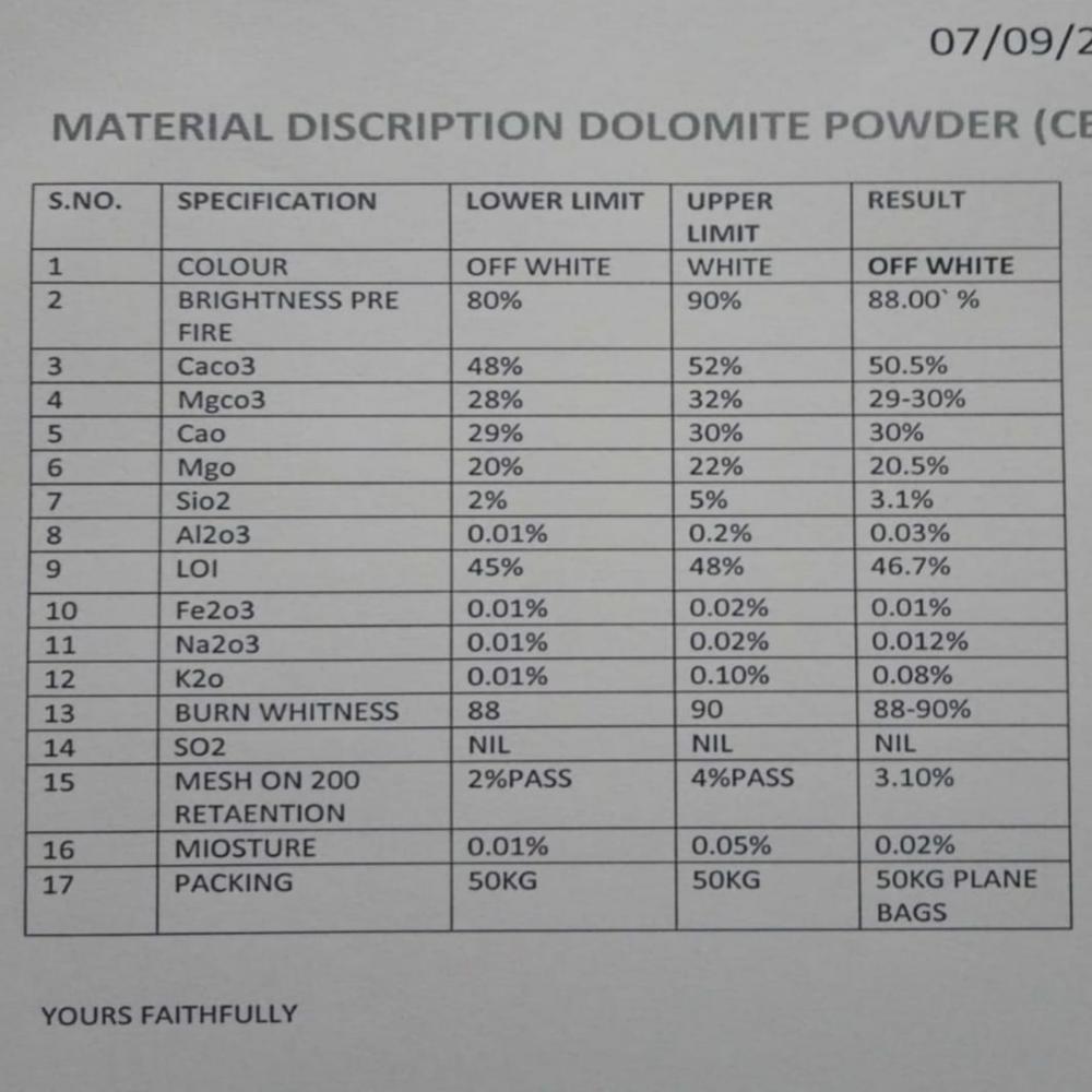 Dolomite Powder for Industrial Purposes and Decorative Surface Construction Terrazzo