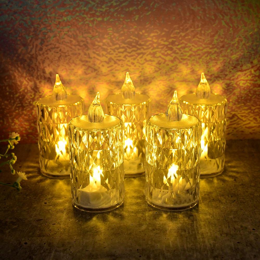 Led Crystal Effect Flameless Candle Light Set (5 Pc) - Color: Mix