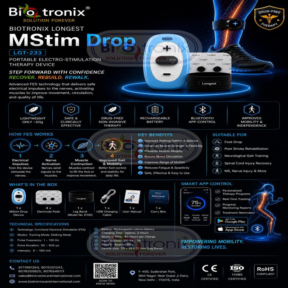 Advanced Portable Foot Lift Stimulator for Physiotherapy