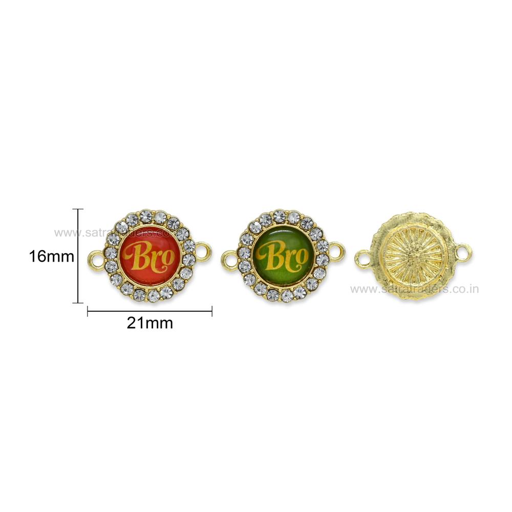 Bro Designer Stone Rakhi Connector Meenakari Beads | Size : 16mm | Qty : 12pcs | MKB117
