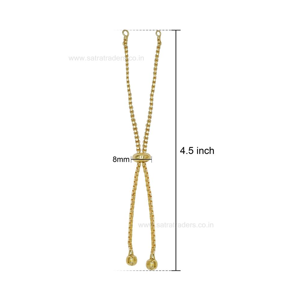 Adjustable Slider Chain Bracelet | Size : 4.5inch | Qty : 10pcs | B30 - Color: Golden