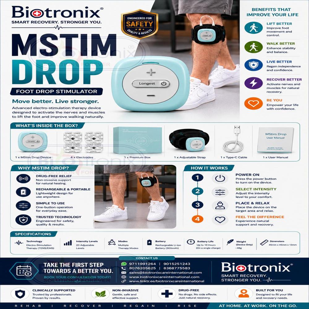Lightweight Foot Drop Therapy Stimulator for Home Rehabilitation
