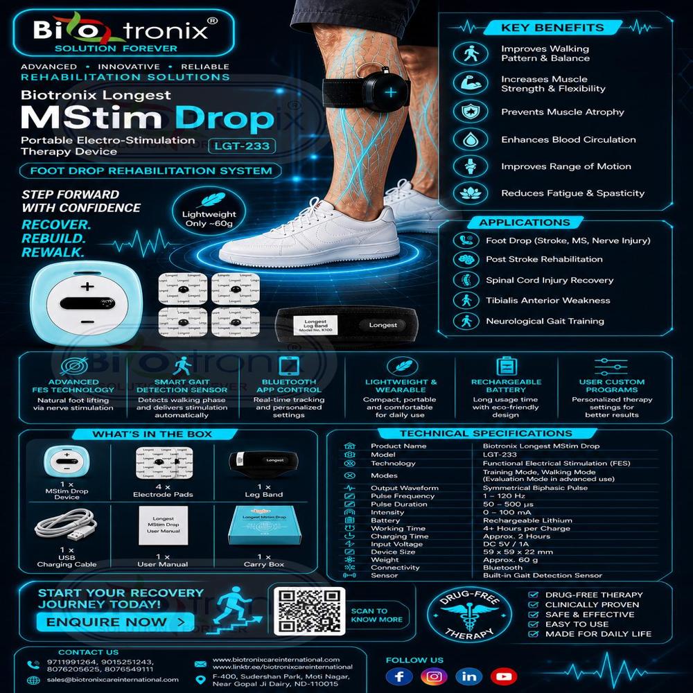 Lightweight Foot Drop Therapy Stimulator for Home Rehabilitation