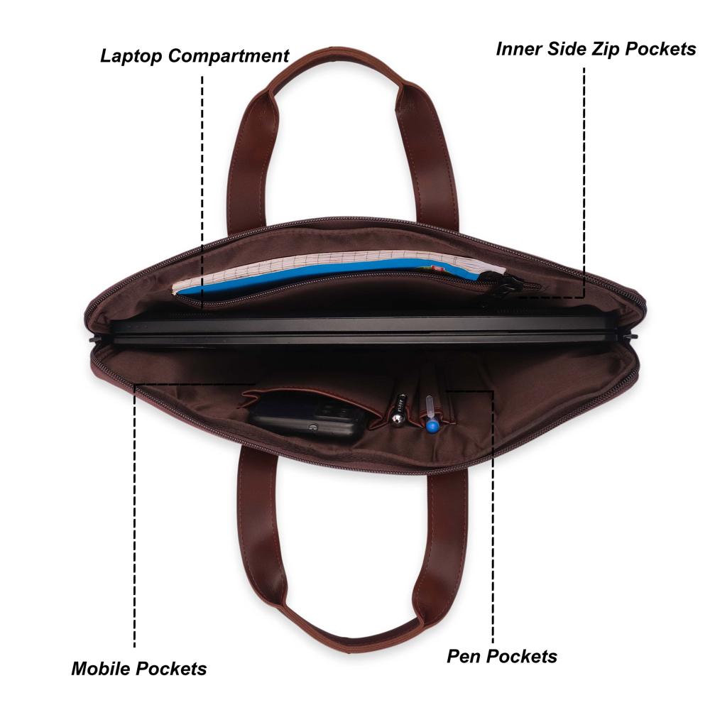 KORI Executive Slim Vegan Leather Laptop Bag(001)