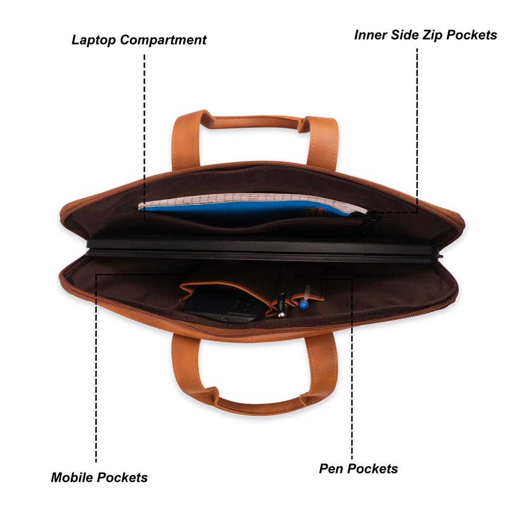 KORI Executive Slim Vegan Leather Laptop Bag(001)