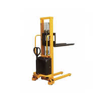 Semi Battery Stacker - Steel Body, 1670x700x2060 Mm, Industrial Orange | Battery-powered Lift, Manual Push, Fork Customizable