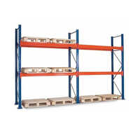 Pallet Racking System - Sheet Metal, 6000x3000 Mm, Orange-blue, Adjustable 50mm Pitch, Up To 4000 Kg Per Level, Powder Coated/galvanized, Bolted/boltless Modular Design