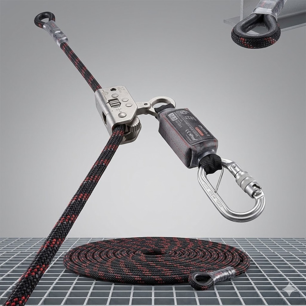 Guided Type Fall Arrester System On Flexible Anchorage Line