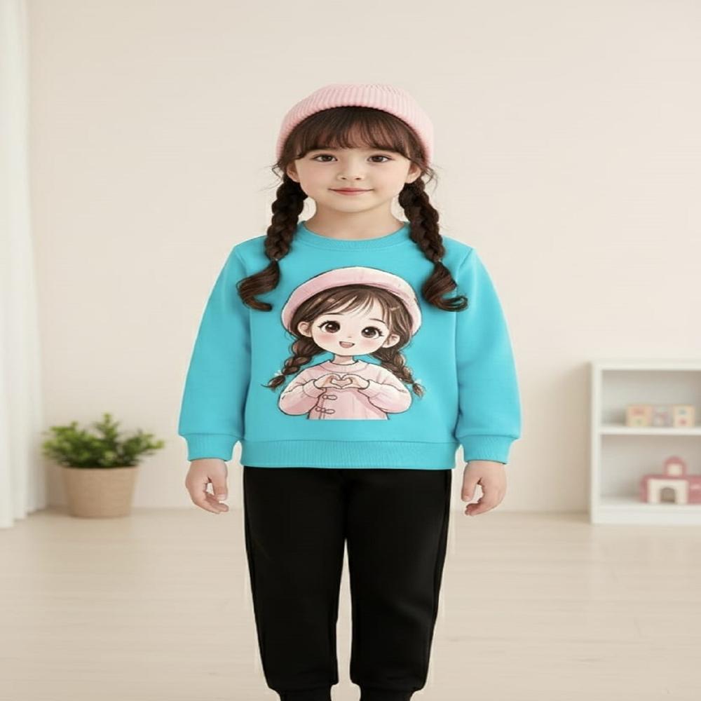 Kids Girls Full Sleeve And Track Pant Set