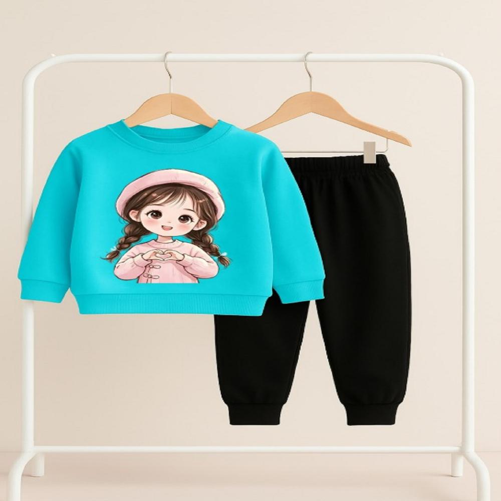Kids Girls Full Sleeve And Track Pant Set
