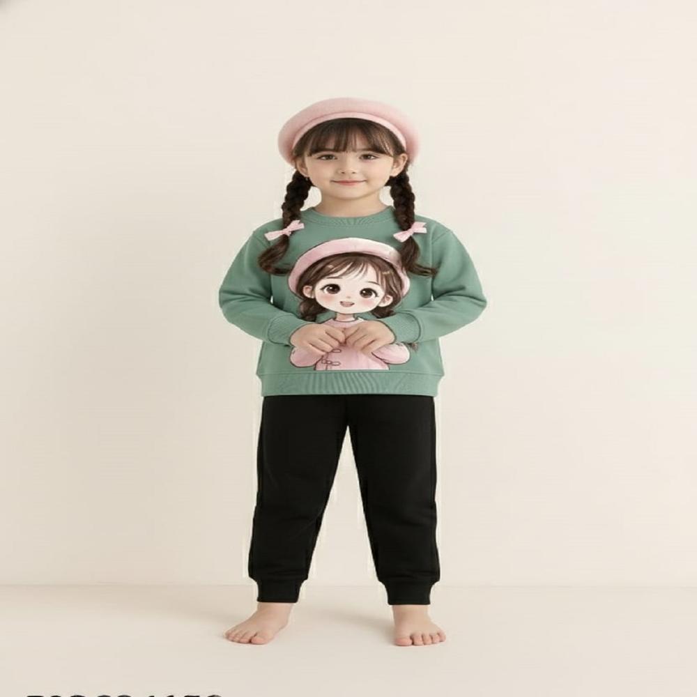 Kids Girls Full Sleeve And Track Pant Set