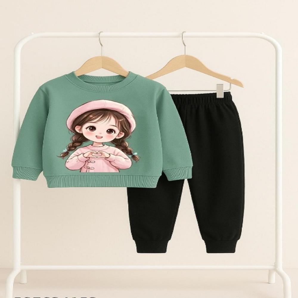 Kids Girls Full Sleeve And Track Pant Set