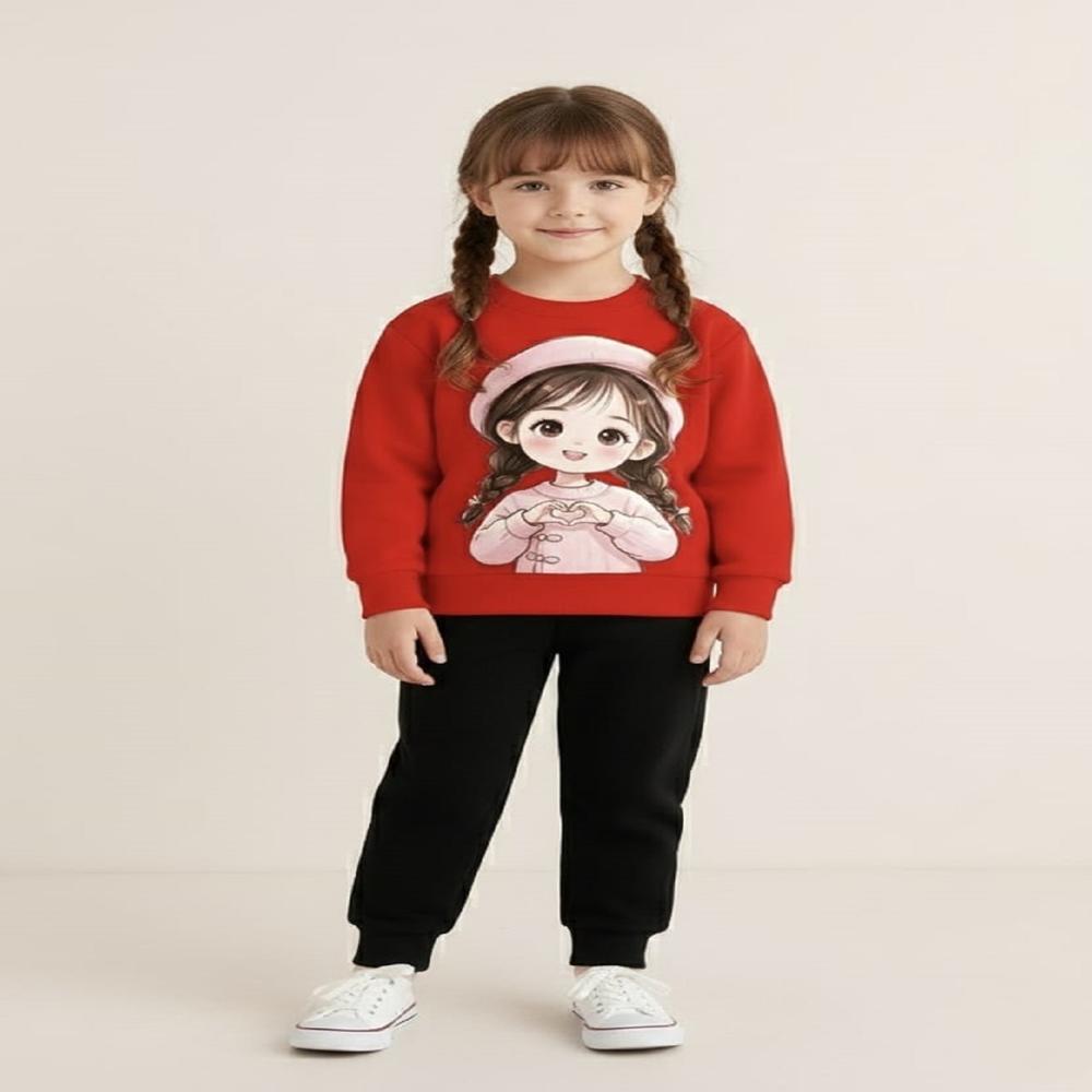 Kids Girls Full Sleeve And Track Pant Set