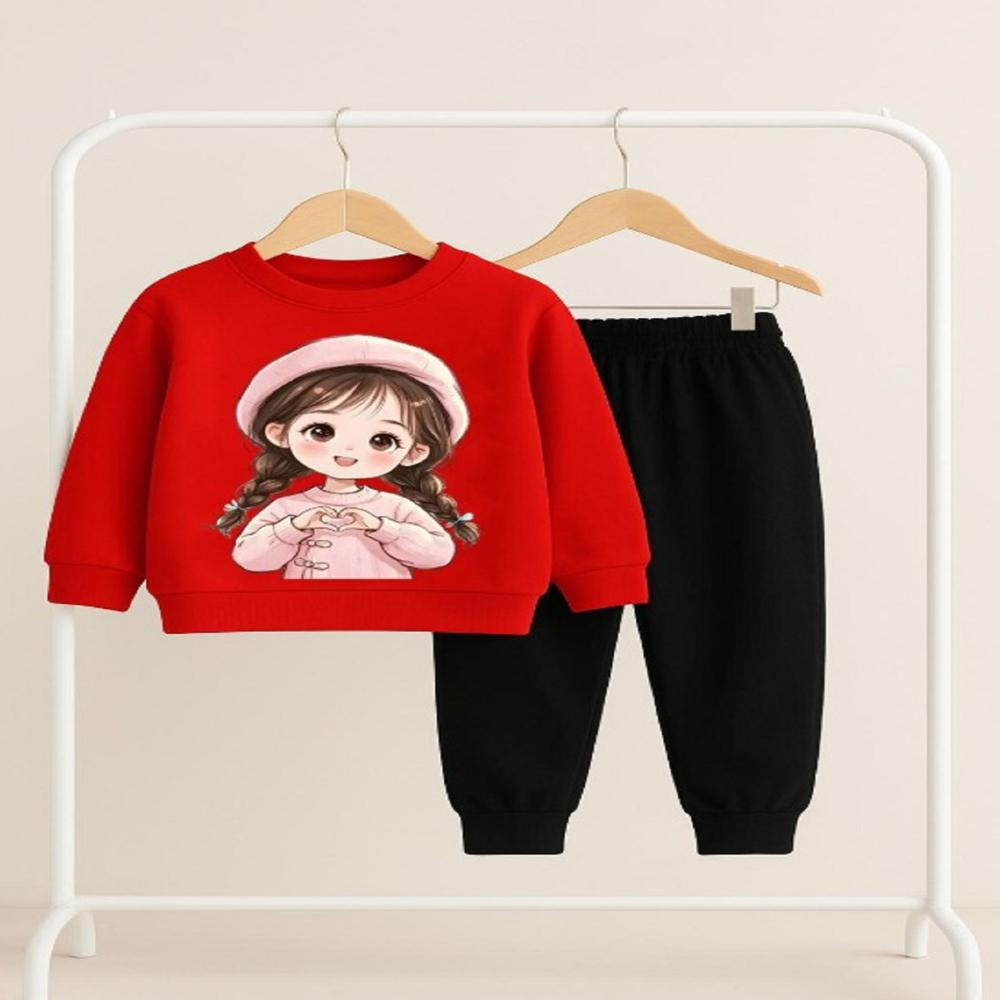 Kids Girls Full Sleeve And Track Pant Set