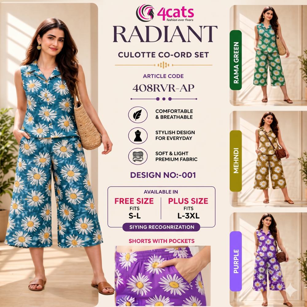 Radiant Printed Culottes And Tops Coord Sets - Ethnic Region: Indian