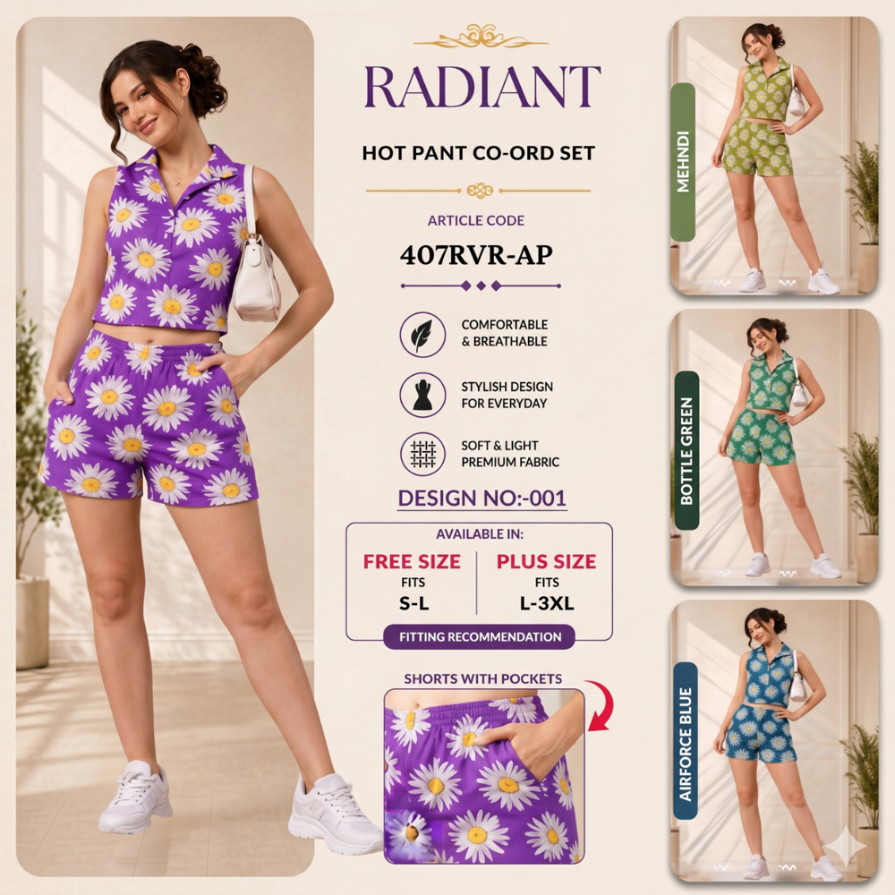Radiant Printed Hotpant And Tops Coord Sets - Ethnic Region: Indian