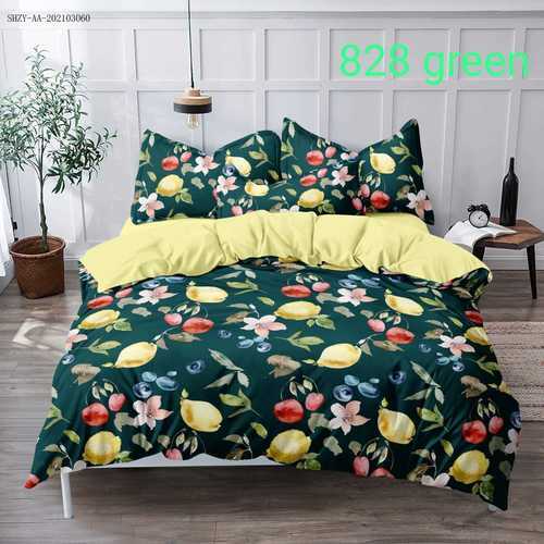 Cotton Bedsheet - Floral Pattern, 180-200 Thread Count, Green Color | Multiple Sizes, Ideal For Bedroom Bedding, Machine Washable