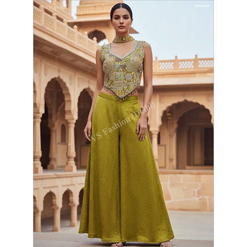 Chinon Chiffon Embroidered Palazzo Set with Choker