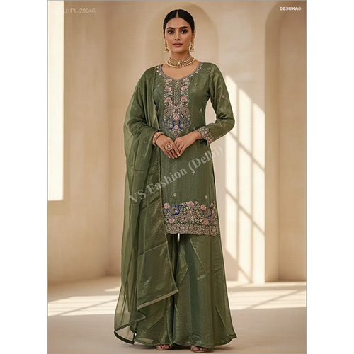 Elegant Palazzo Set with Peacock Zardosi And Resham Work